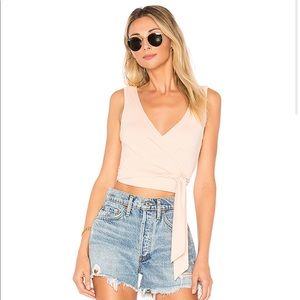 by the way. Mina Rib Wrap Top in Peach